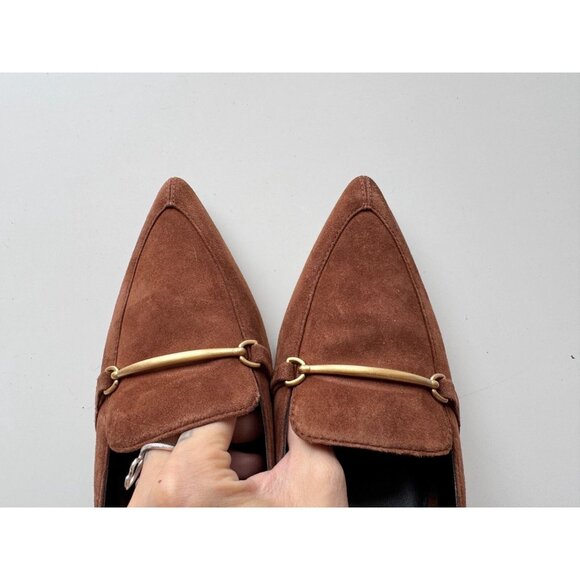 VERONICA BEARD Leslie Cedar Brown Suede Pointed Toe High Heel Mules, Size 8.5 - Picture 6 of 14